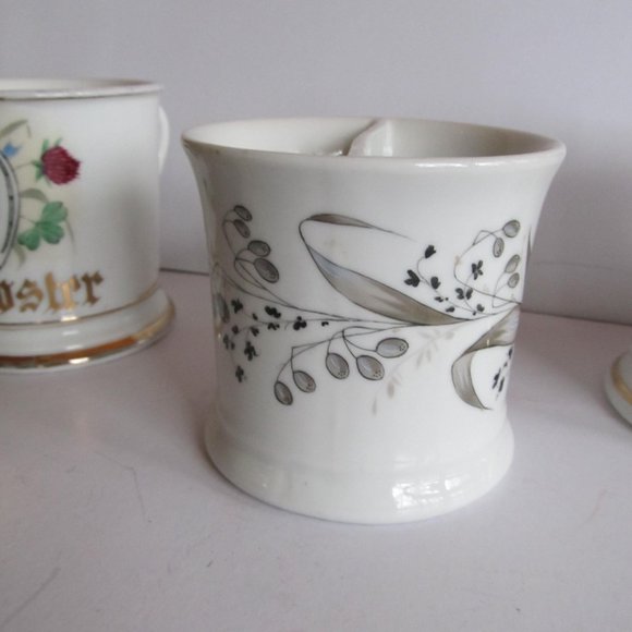 Dated 1857 Antique White Ironstone Shaving Mug barber Shop Decor Mug Shaving Mug - Picture 3 of 8